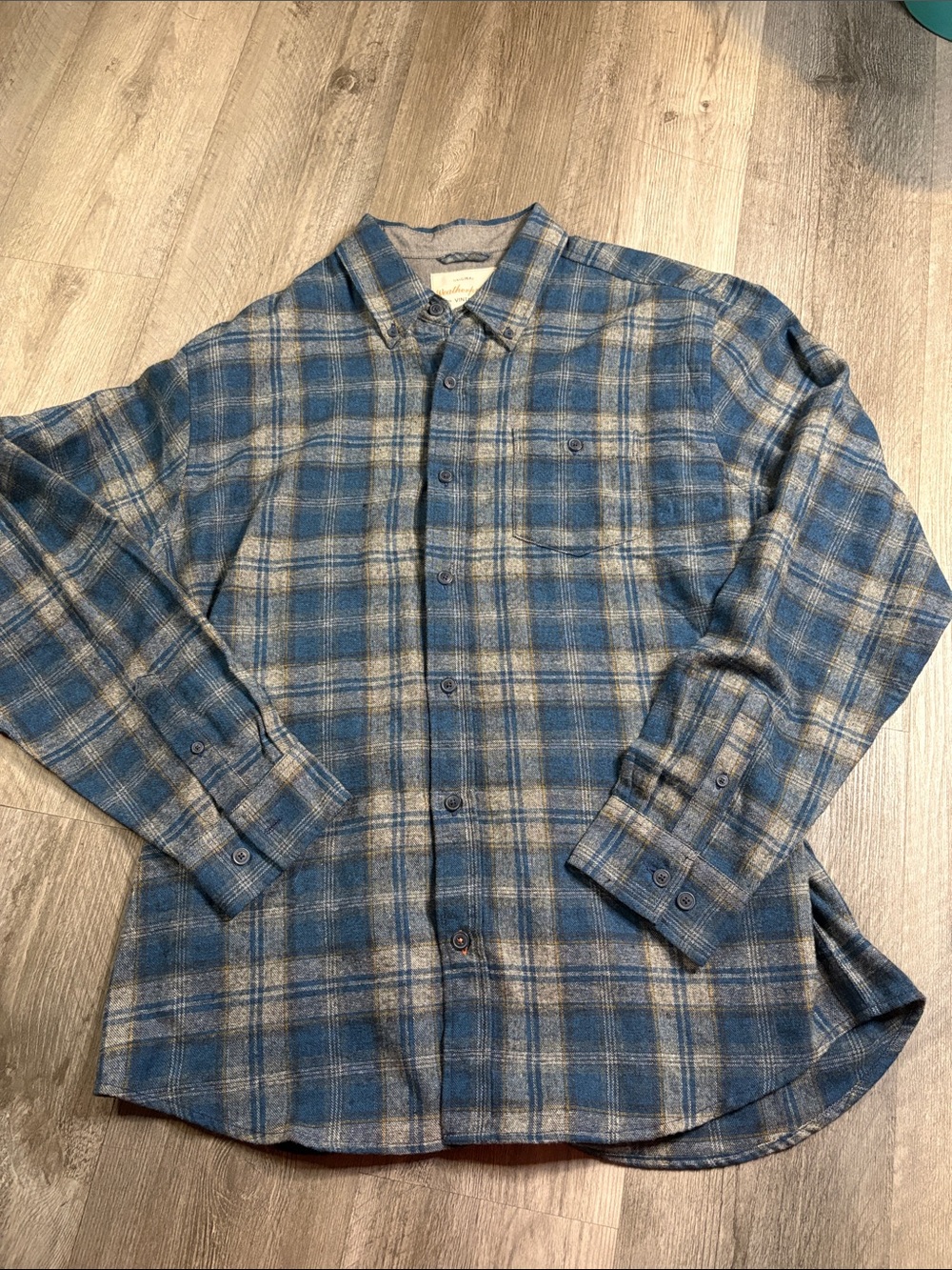 Weatherproof Blue and Gray Plaid Button-Down Shirt